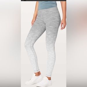 Lululemon ombré white and grey striped leggings, size 8